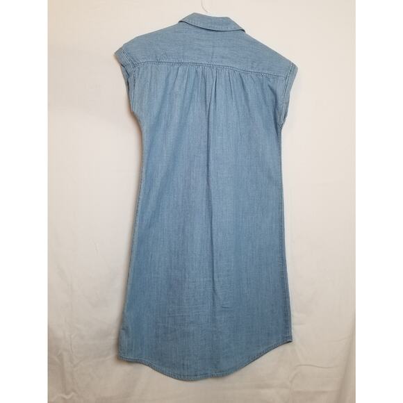 Old Navy Women's Blue Denim Shirt Dress Button Up Cap Sleeve 100% Cotton Size XS - Picture 3 of 8